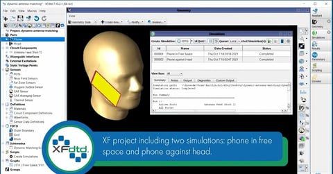 Antena adaptada dinámicamente con el editor de esquemas de XFdtd Imagen