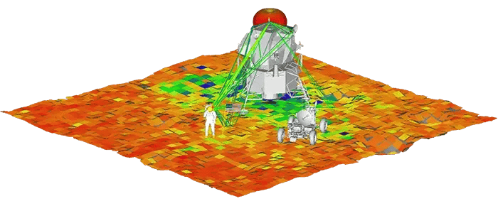 Recorte de la página de inicio del módulo de aterrizaje lunar con zoom out