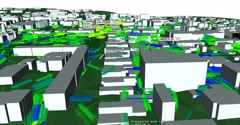 Propagación de LTE y 5G NR en un entorno suburbano mediante imagen de trazado de rayos 3D Wireless InSite