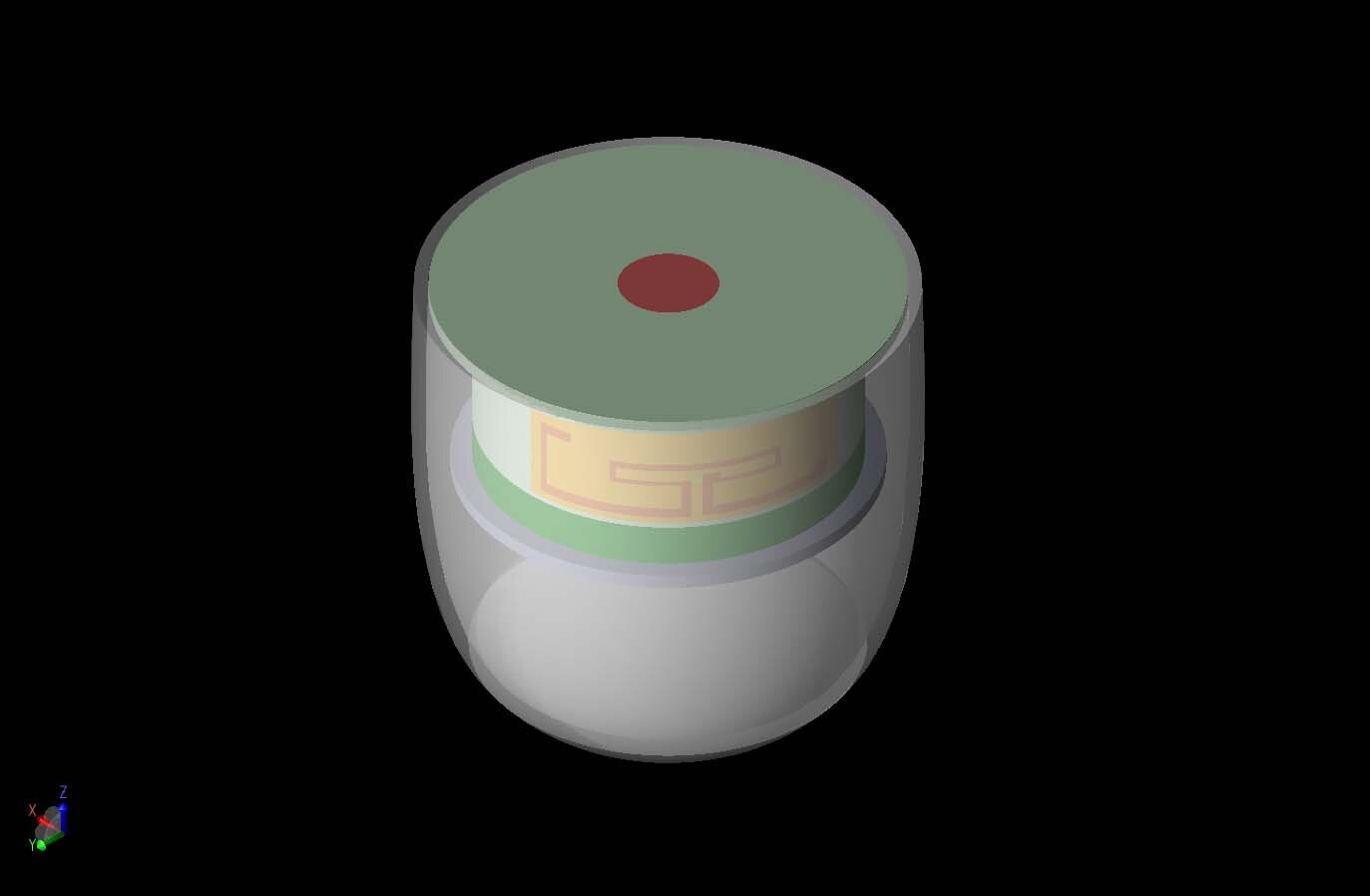 Figura 1: Se muestra una vista tridimensional de un dispositivo genérico de cámara remota con los conjuntos de antenas internas parcialmente visibles a través de la cubierta.