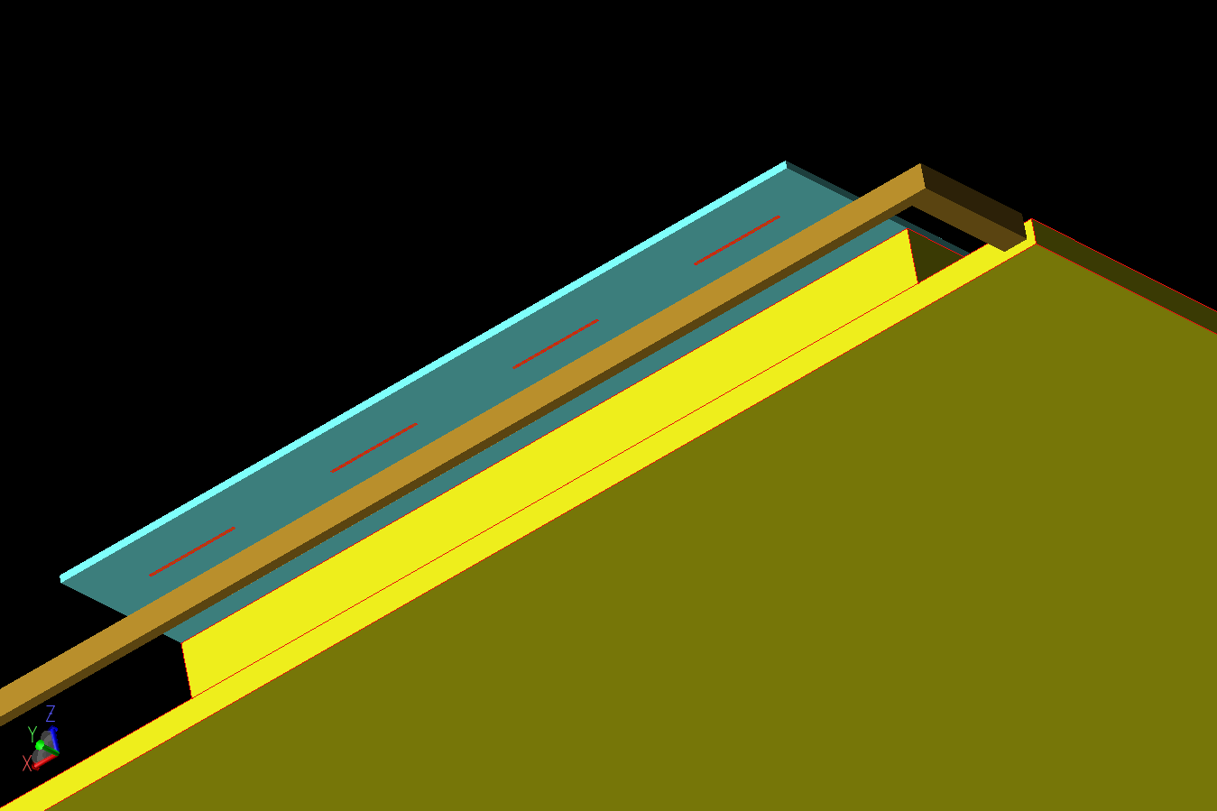 Figura 3: Una vista inferior del conjunto de antenas muestra la separación de los elementos 4G y 5G y la cara posterior del sustrato.