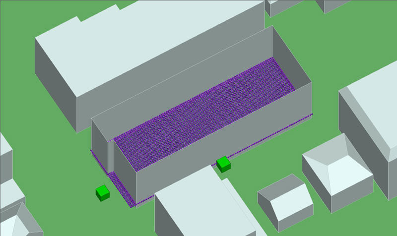 Figura 5: Receptores de trazado desconocido dentro de la estructura del edificio.