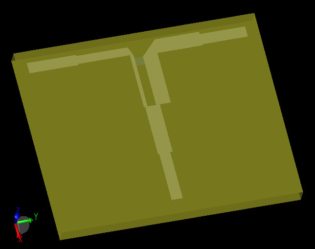Figura 1Divisor Wilkinson con interfaces de sustrato, línea TEM con placas, resistencia de aislamiento y guías de onda.