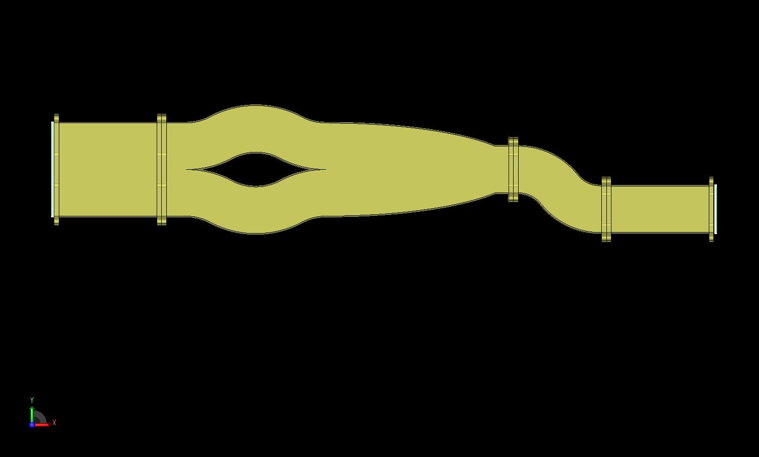 Figura 11Geometría CAD del convertidor multimodo en sección transversal.