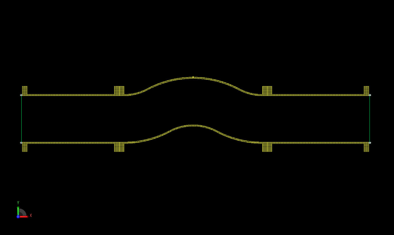 Figura 7Vista transversal de la malla XFdtd de la geometría tri-bend.