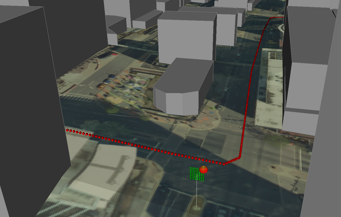 Figura 1: Los datos de edificios y terrenos de Rosslyn 3D se configuran para el análisis SISO y MIMO en Wireless InSte.