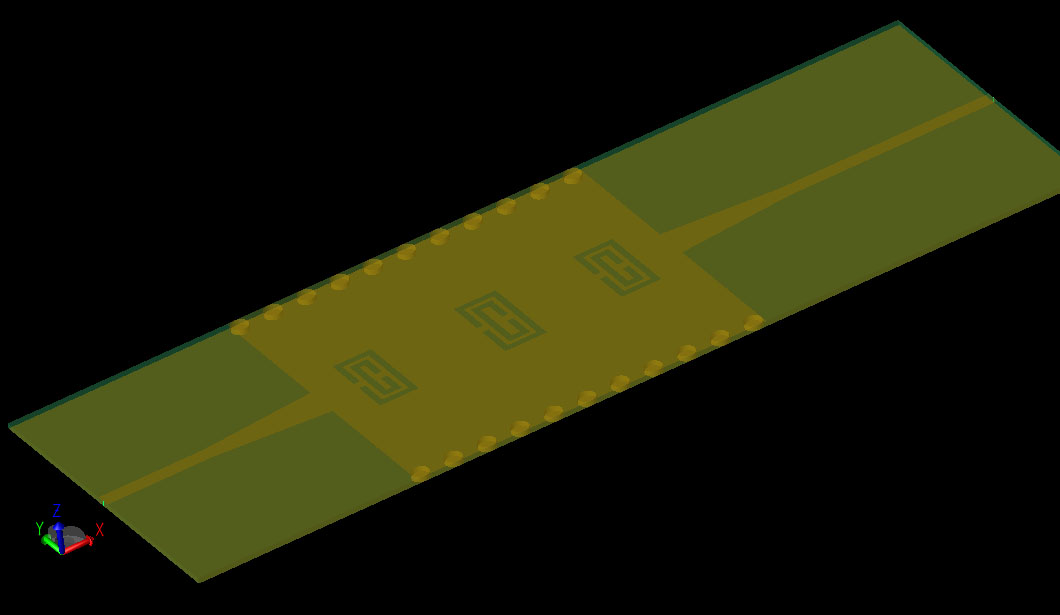 Figura 1Geometría CAD del filtro SIW